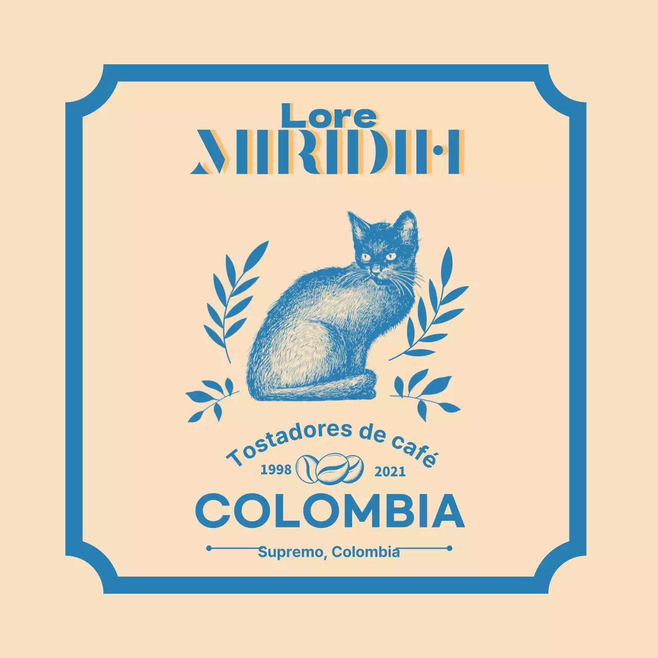 Guía de marcas y granos de café con diseño tipográfico en beige y azul2