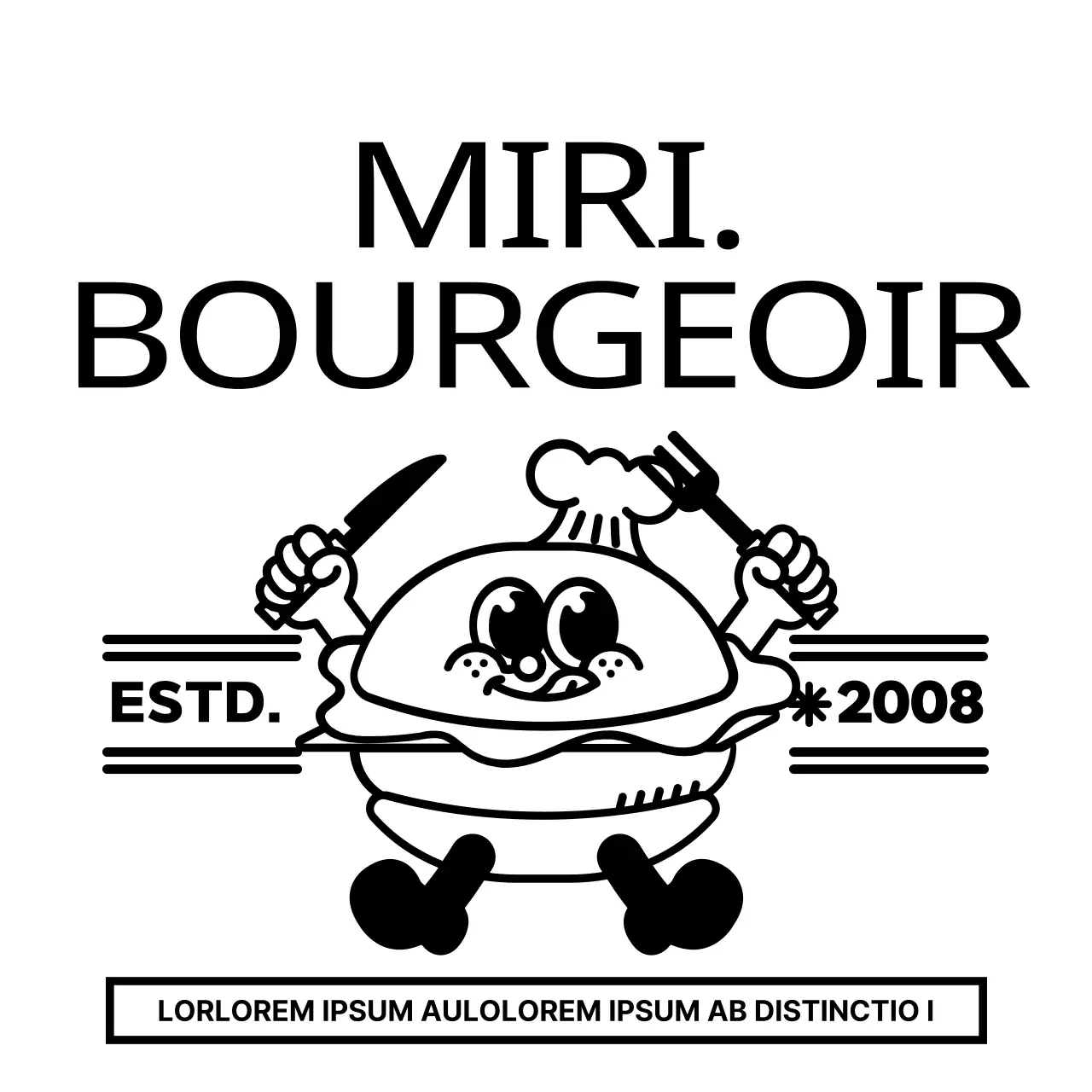 Faites la promotion de votre restaurant de burgers avec un logo illustrant un personnage de burgers mignon et branché.