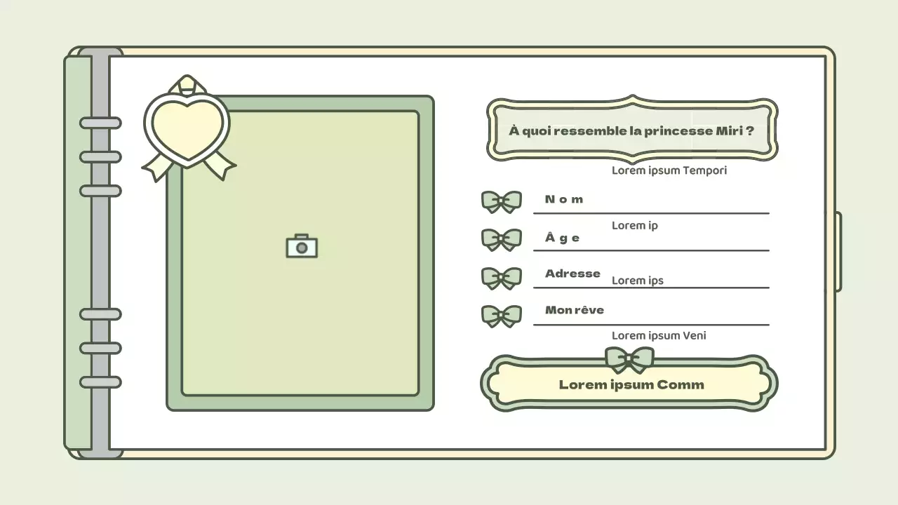 Kit de présentation d'un concept d'agenda mignon en bleu clair et vert