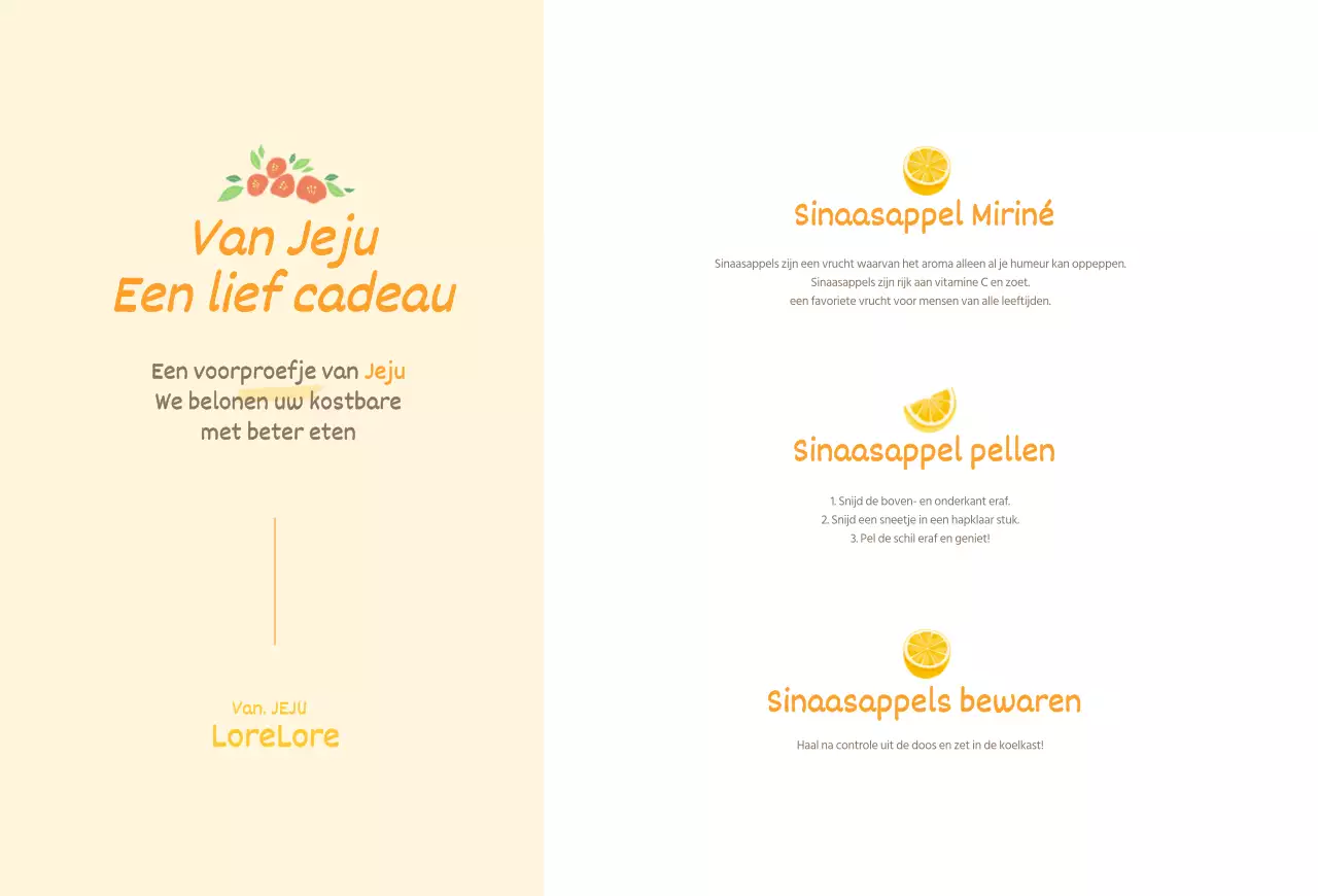 Ansichtkaart met gele sinaasappels uit Jeju