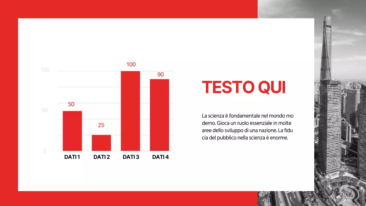 Un semplice grafico in rosso e bianco