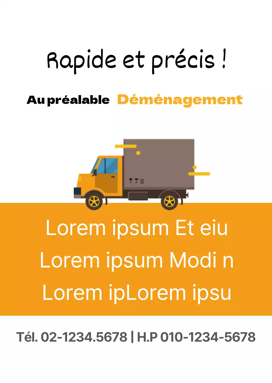 Illustration d'un camion orange entreprise de déménagement