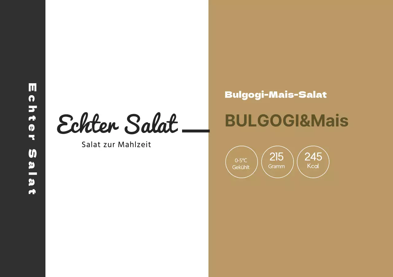 Beige-schwarzes illustriertes Salat-Etikett