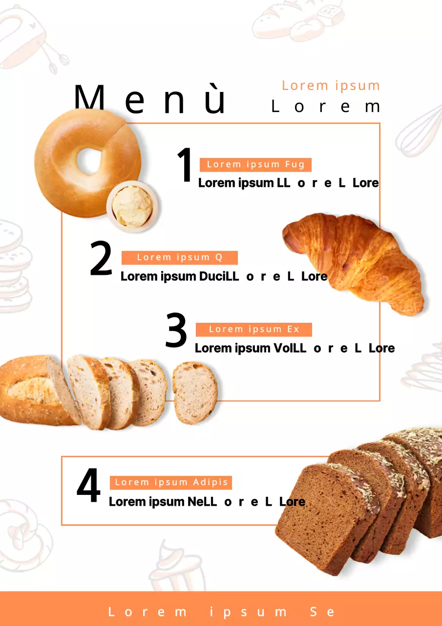 Menu della panetteria