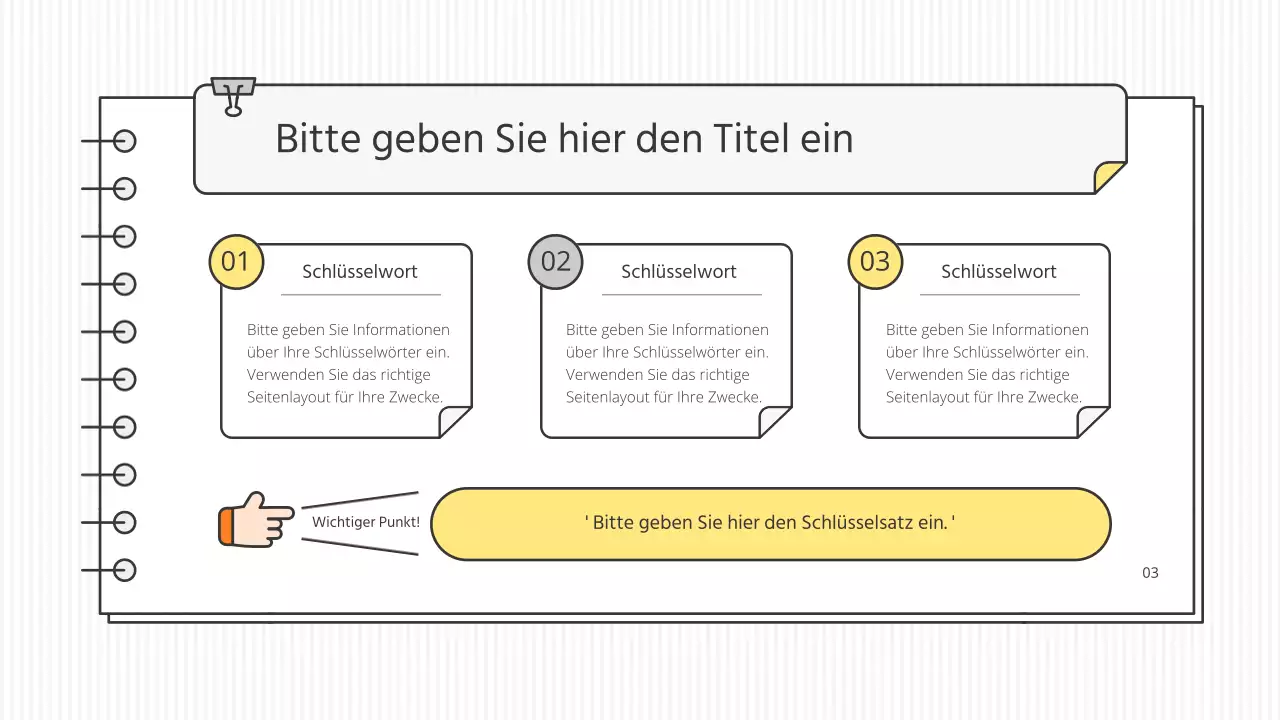 Saubere, konzeptionelle, pädagogische Präsentationsmappe in Weiß und Akzentfarben