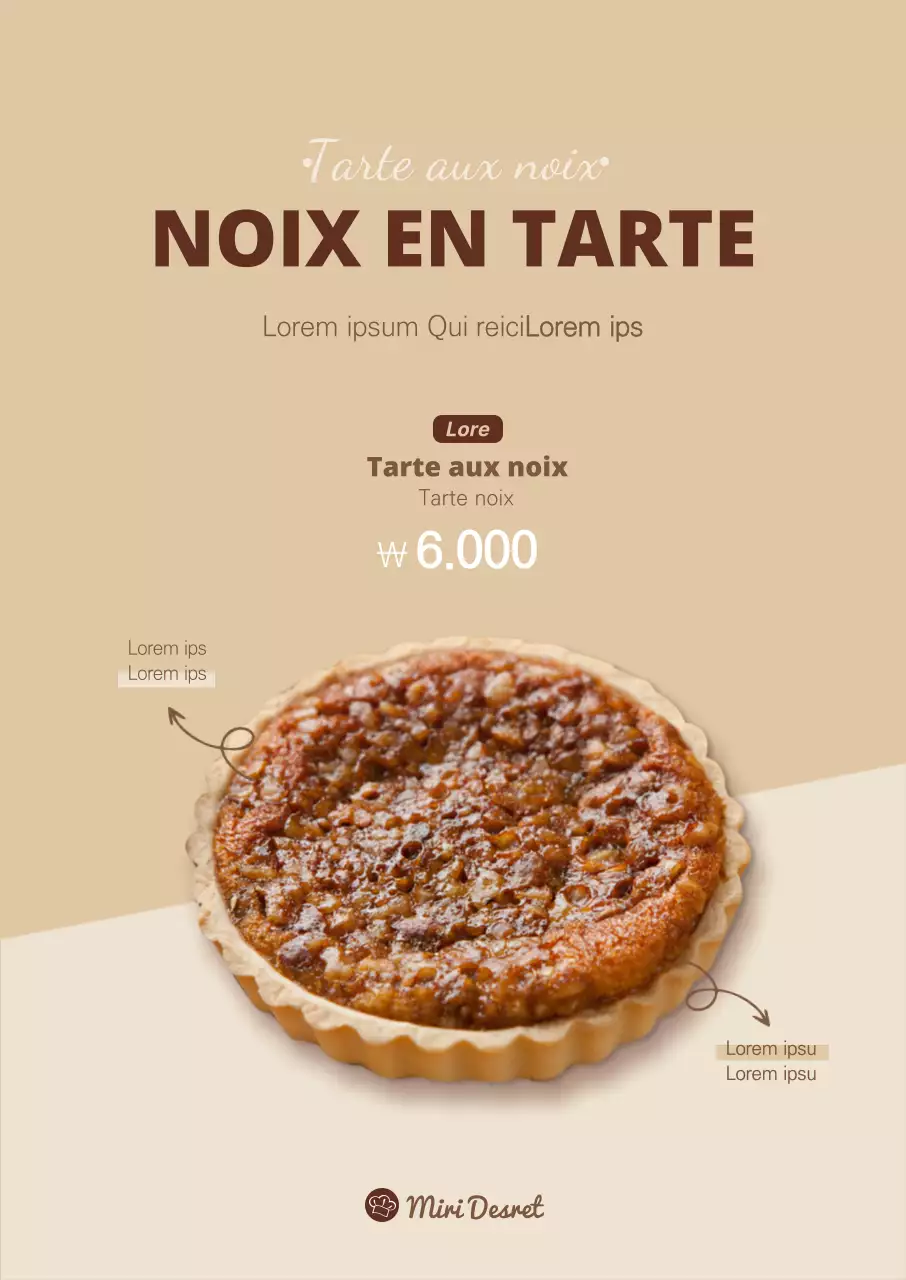 Poster de tarte aux noix en brun