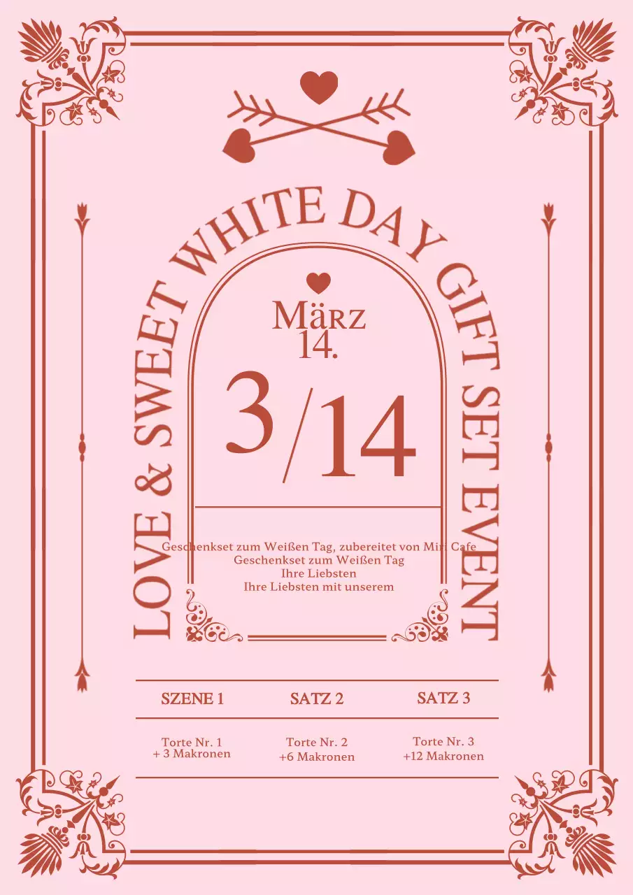 Ein rosa-rotes Art-déco-Weißer-Tag-Event