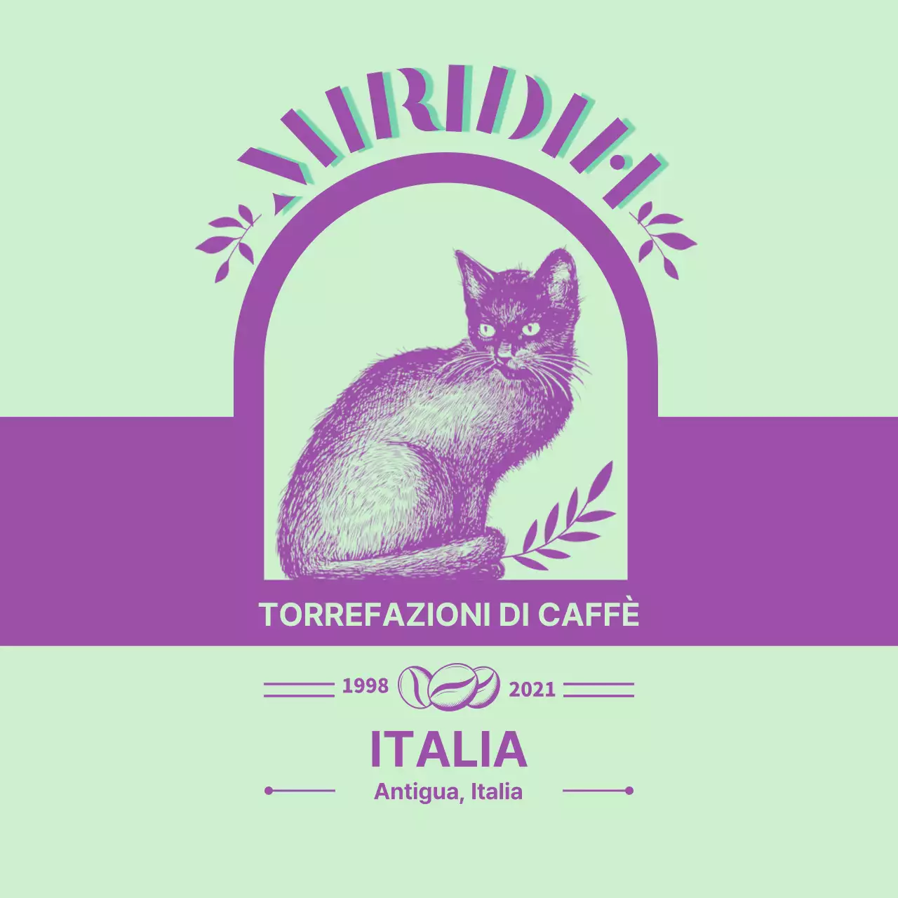 Una guida alle marche e ai chicchi di caffè con un design tipografico verde lime e viola3