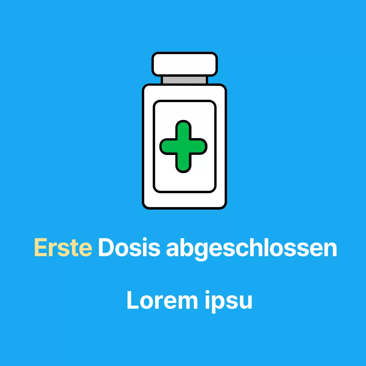 Hellblauer medizinischer Aufkleber für die Corona-Impfung