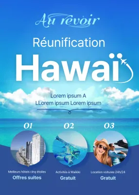 Tournée hawaïenne de bienfaisance sur fond bleu et ensoleillé