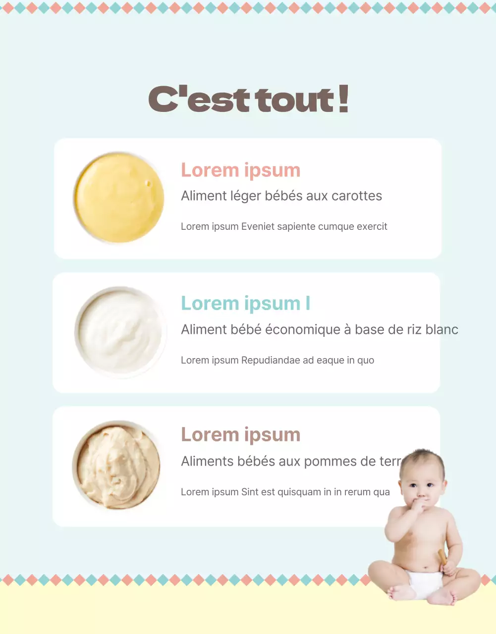 Détails sur les aliments pour bébés