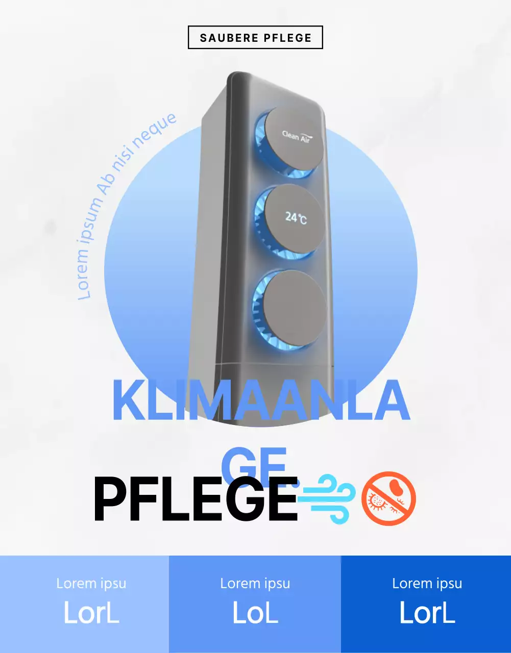 Saubere und kühle Klimaanlagen in Weiß und Blau