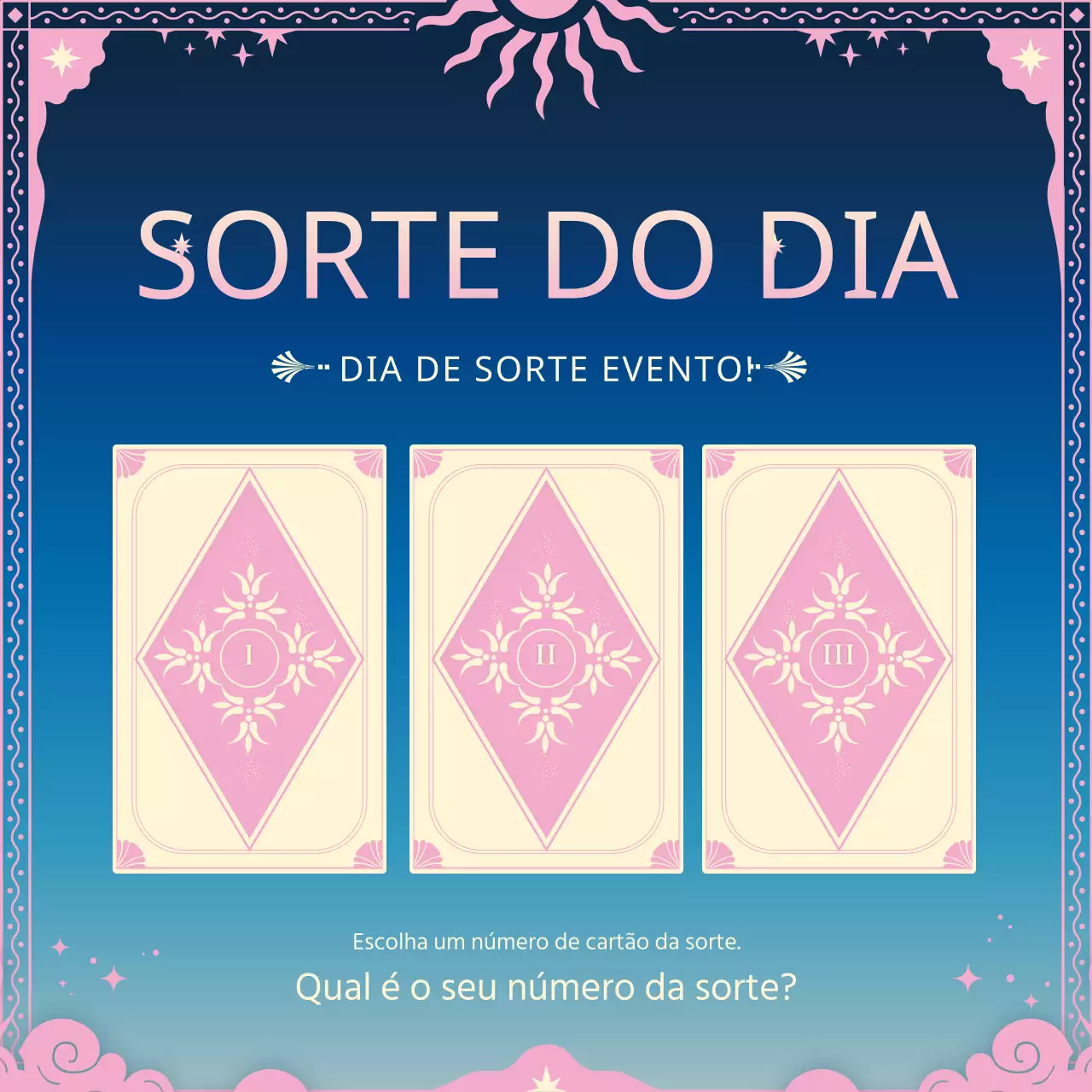 Evento de sorte com conceito de carta de tarot em rosa-marinho