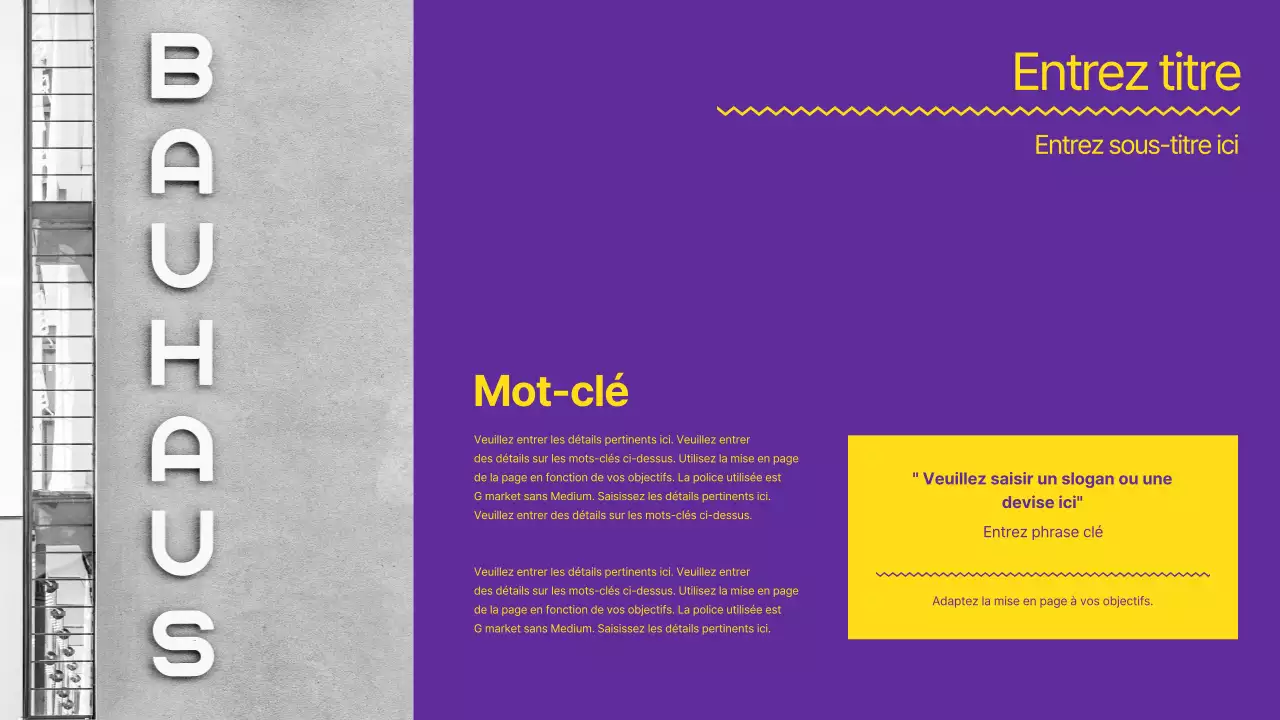 Une présentation forte et nette en jaune et violet