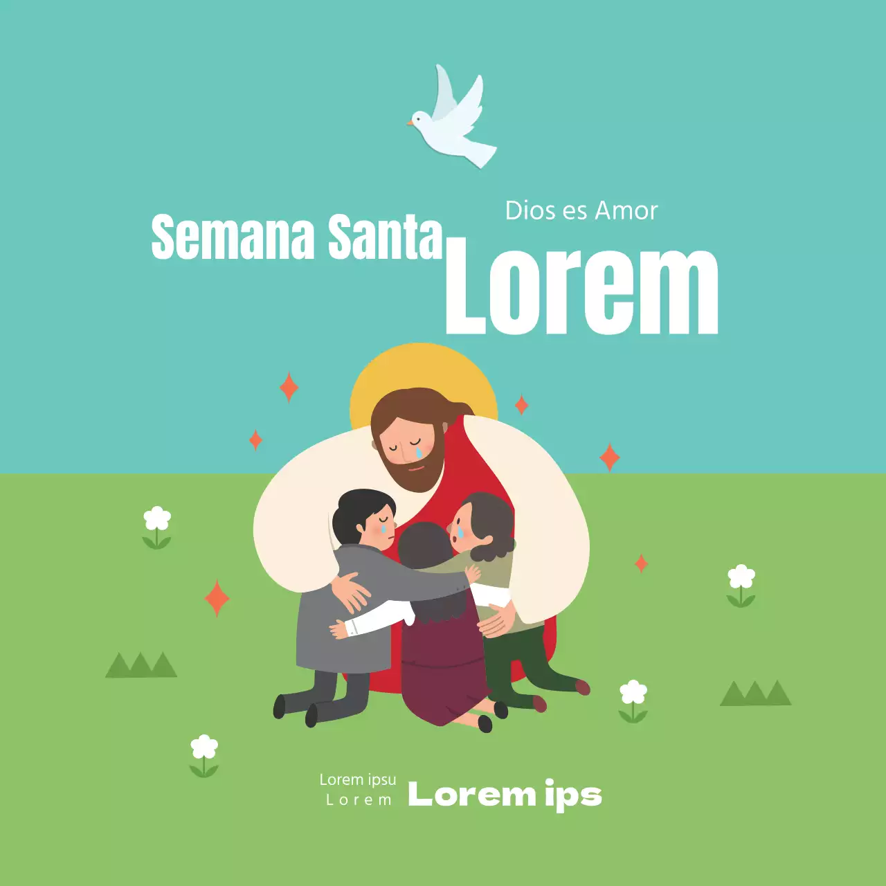 Ilustración azul linda iglesia oración reunión promoción