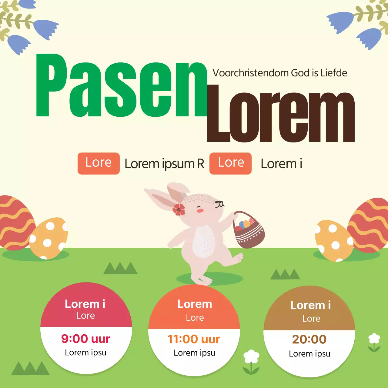 Groene Illustratie Schattige Kerk Pasen Promotie