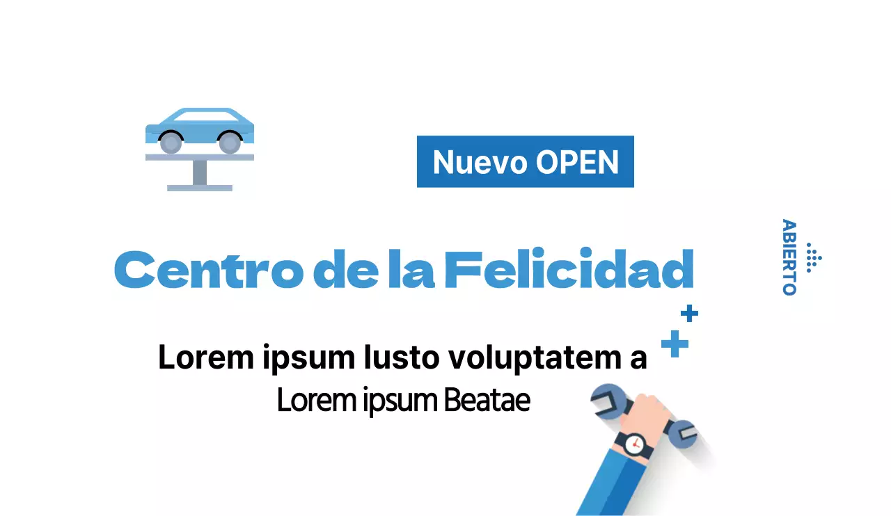 Estilo de texto sencillo y limpio en azul claro y azul marino Anuncio de la apertura de Casenta