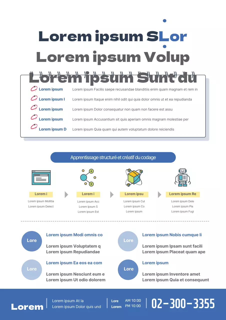 Promouvoir les Bizcoding Labs avec des icônes bleues liées à la science