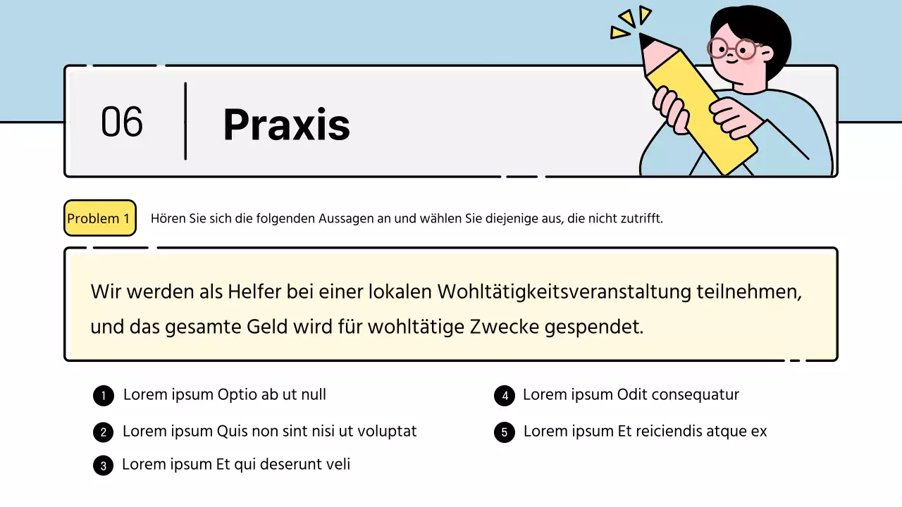 Niedliche Lernfigur in hellblauem Stil