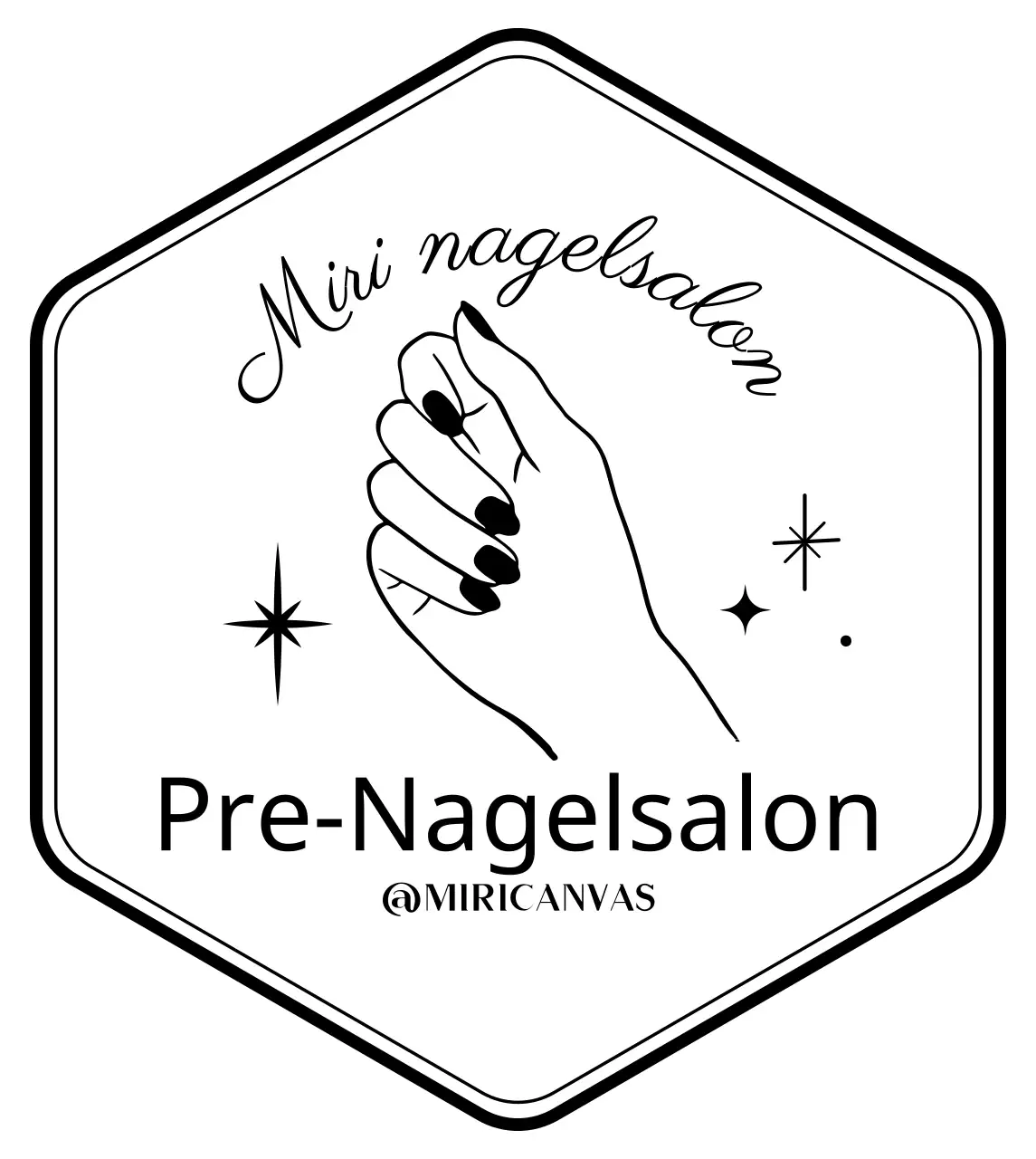 Badge-stijl nagelstudio in de hand illustratie