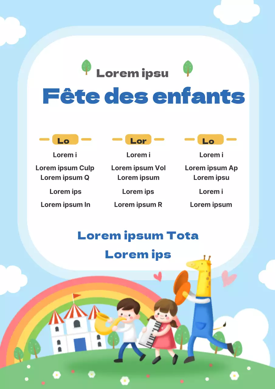 Un joli dépliant bleu clair pour la grande fête de la Journée des enfants