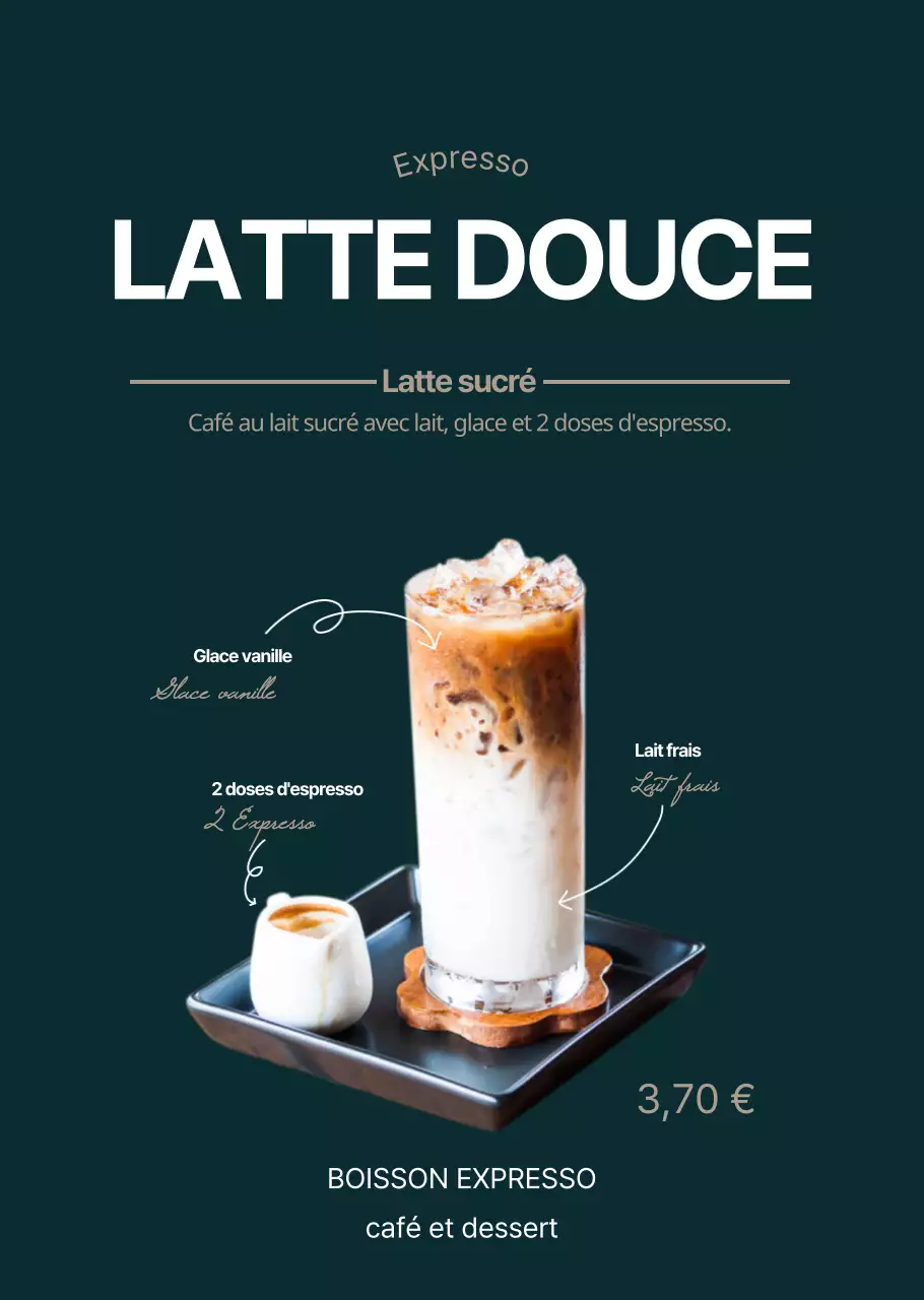 Des menus de cafés propres et élégants
