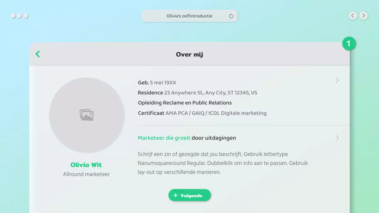 Een schone bio met een groen GUI-concept