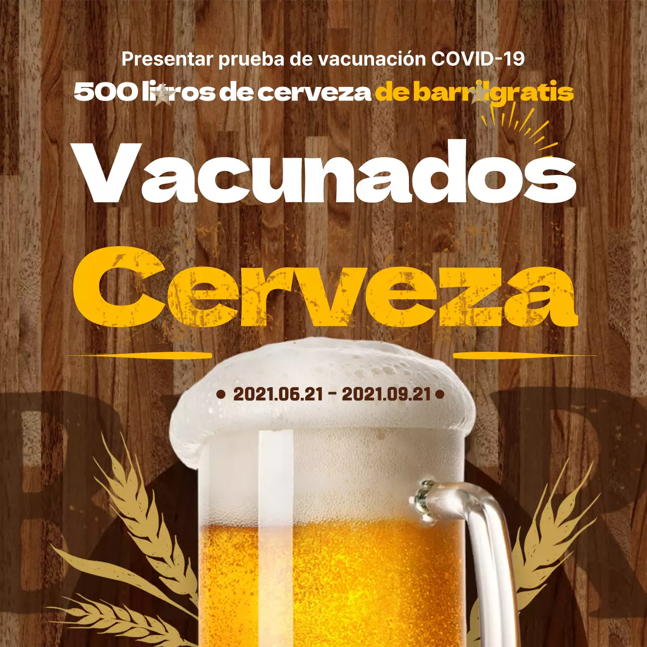 Evento amarillo de cerveza gratis de inspiración vintage (plazas en las redes sociales)