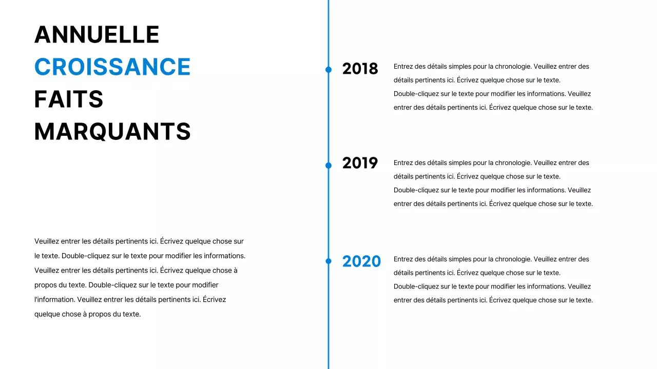 Infographie simple sur la chronologie de l'histoire en bleu