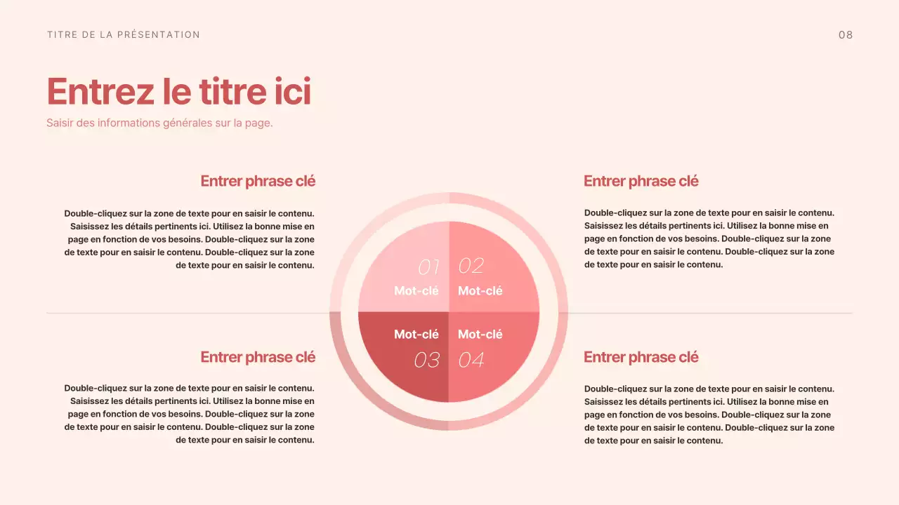 Présentation de différentes mises en page dans des tons rouges apaisants