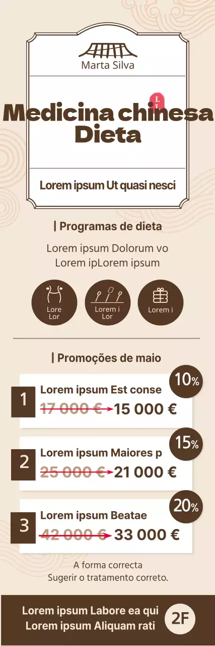 Estilo simples em amarelo e castanho Lista de preços do programa de dieta da medicina chinesa