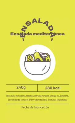 Etiqueta ilustrada verde lima para ensaladas