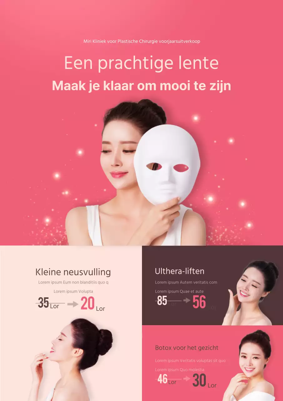 Stijlvolle vormgeving kliniek korting evenement promotionele flyer in roze