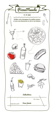 Promotion d'une pizzeria avec un concept de dessin à la plume émotionnel.