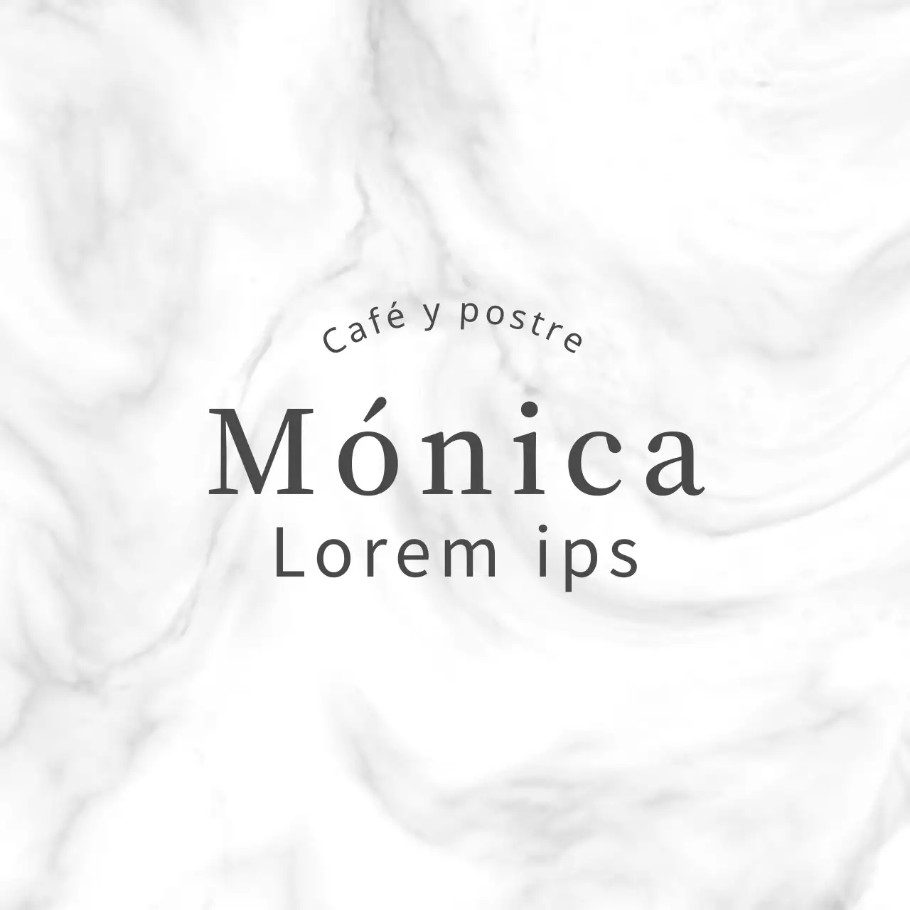 Logotipo textual para una cafetería sencilla con textura de mármol blanco