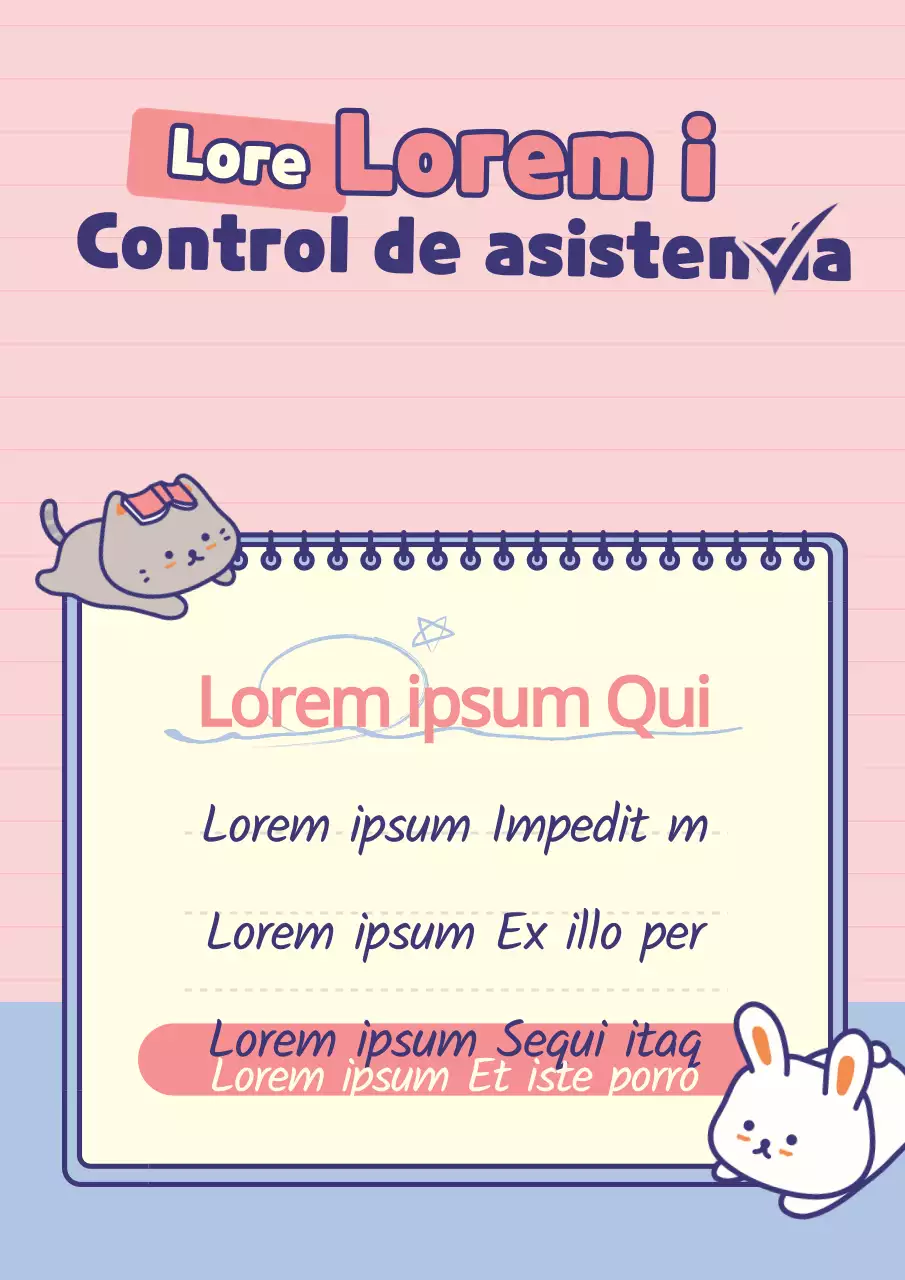 Cute concept school rulebook con notas y personajes rosas