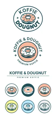 Een eenvoudig, kleurrijk caféembleem