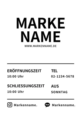 Einfaches Transparentplakat mit den Öffnungszeiten