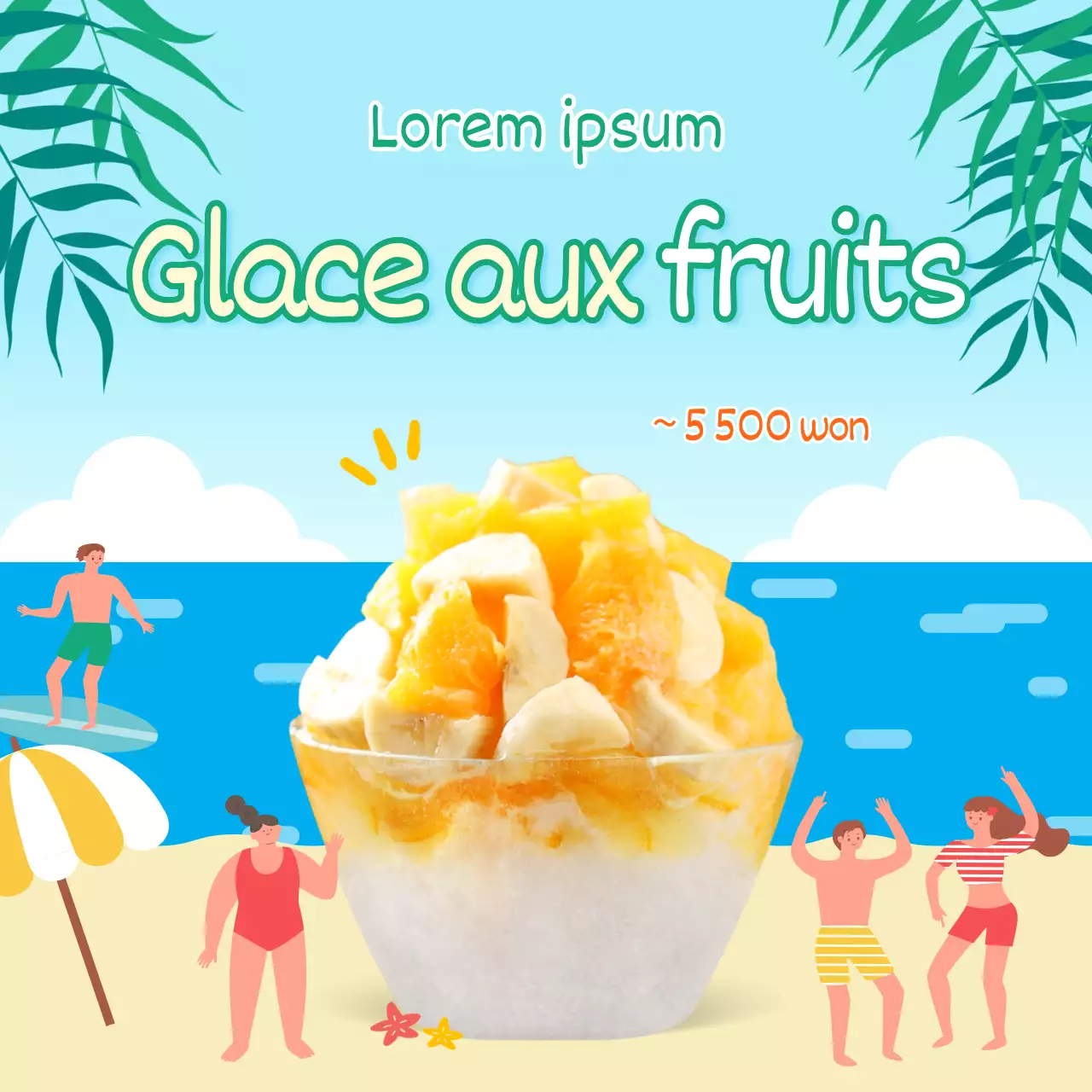 Glace glacée à la mer bleue et aux fruits