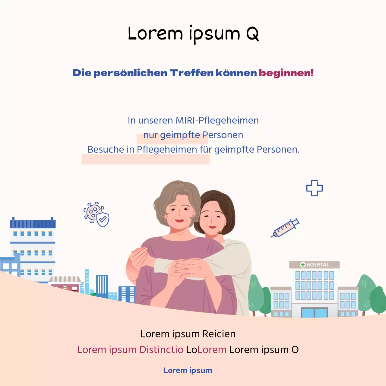 Einfache, blau und rot illustrierte Anleitungen von Angesicht zu Angesicht