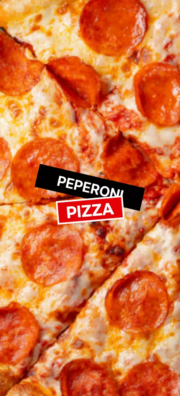Pizza pepperoni met rood en zwart label