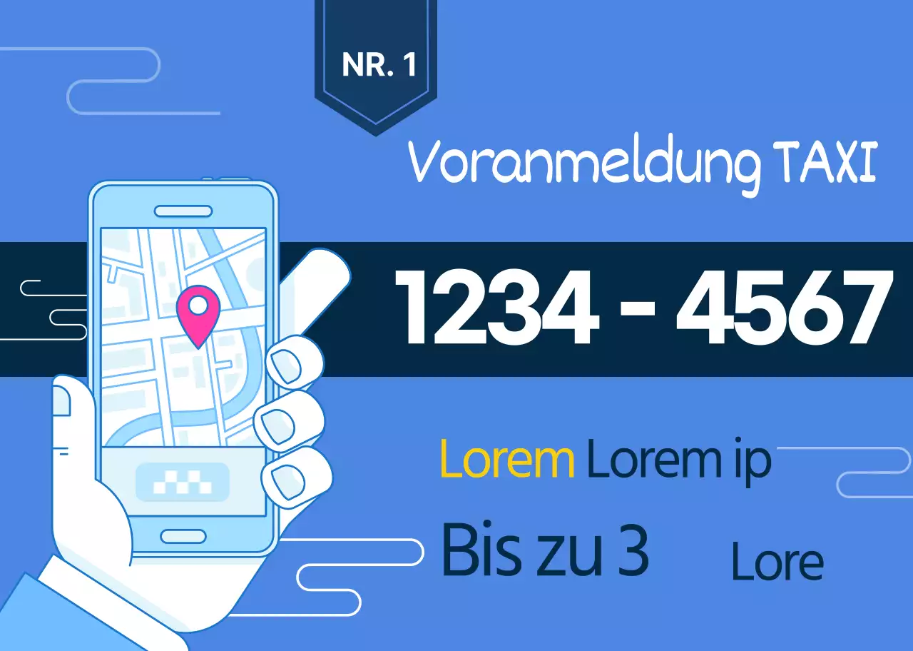 Blue Line Illustration Ruftaxi Werbung