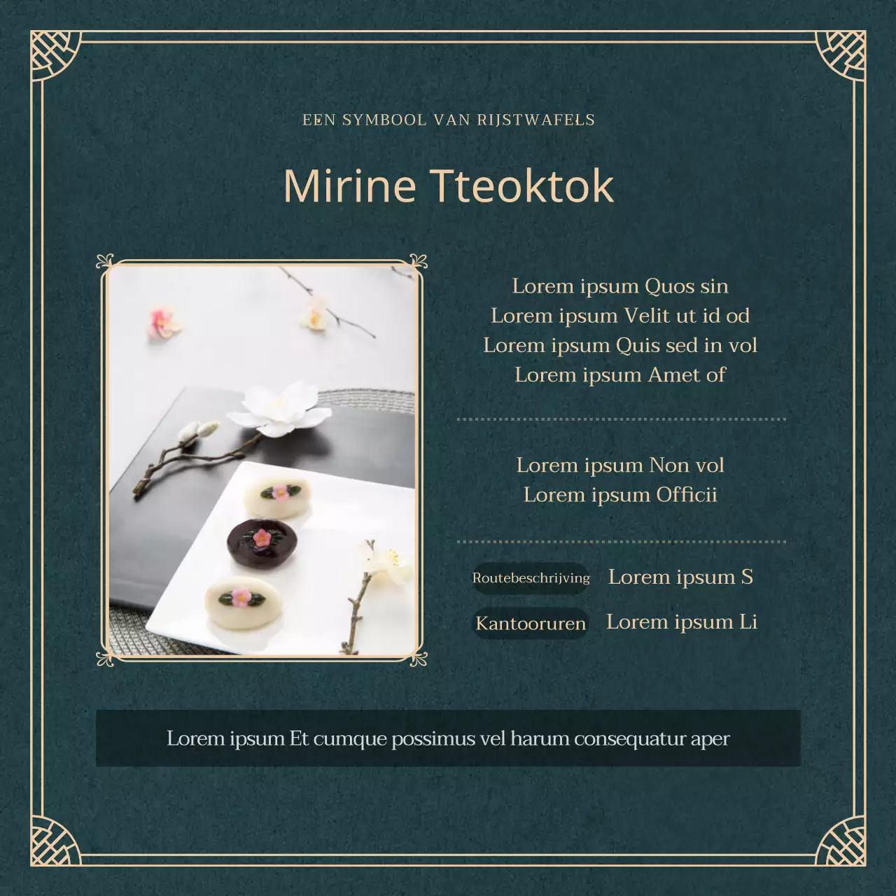 Donkergroene rijstcake betekenis cardNews ontwerp