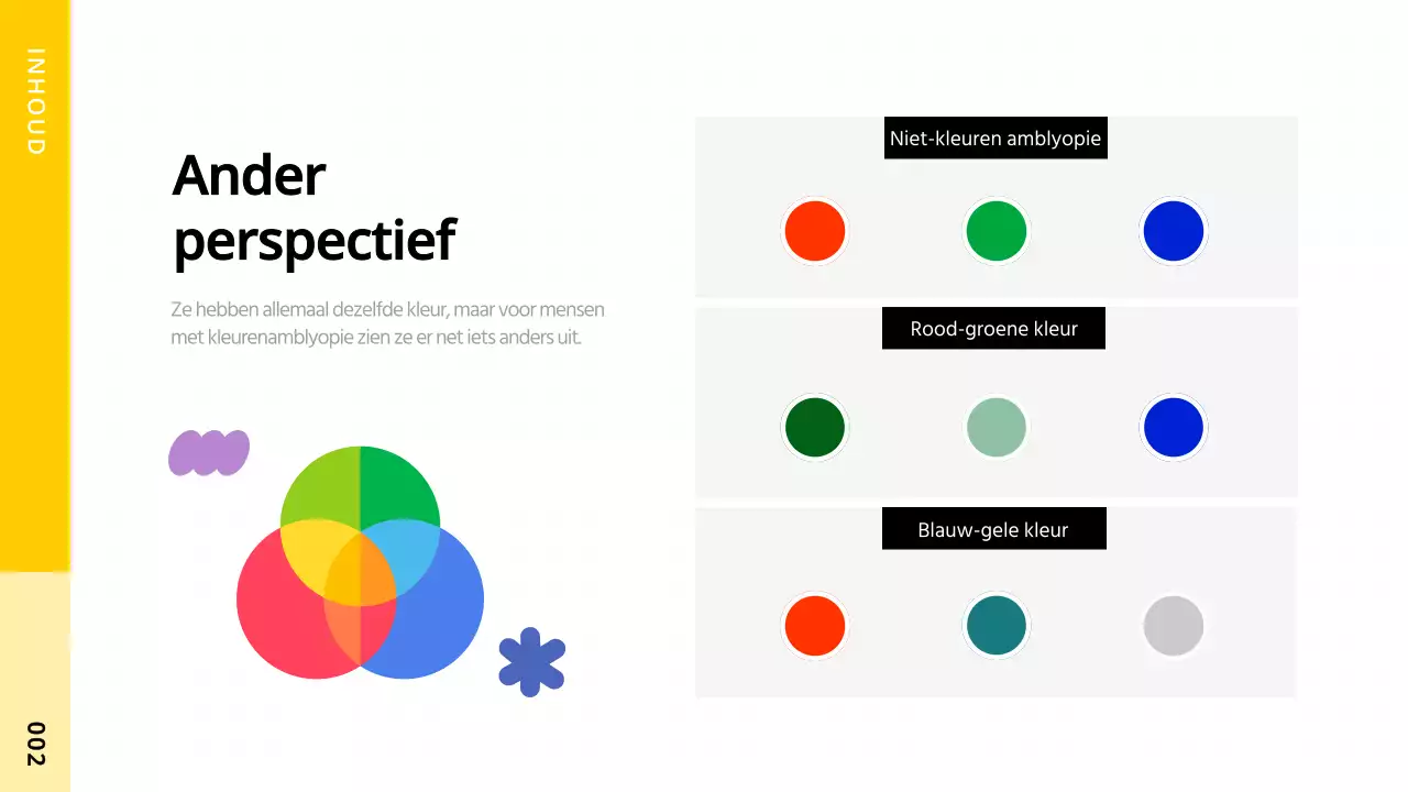 Een eenvoudig ontwerpproject voor kleurenblinden met vormen met gele accenten