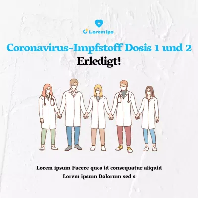 Quadratisches Coronavirus-Impfplakat mit weißer Illustration