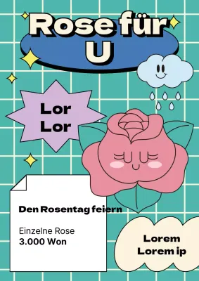 Valentinstag-Event mit bunten Retro-Rosenfiguren