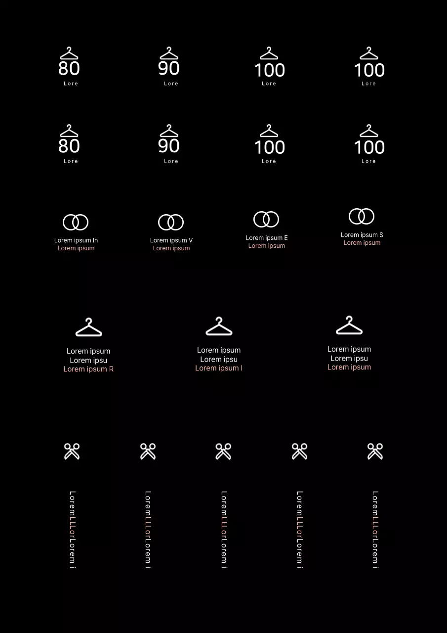 Sticker de scellement simple de taille de vêtements noir à main levée