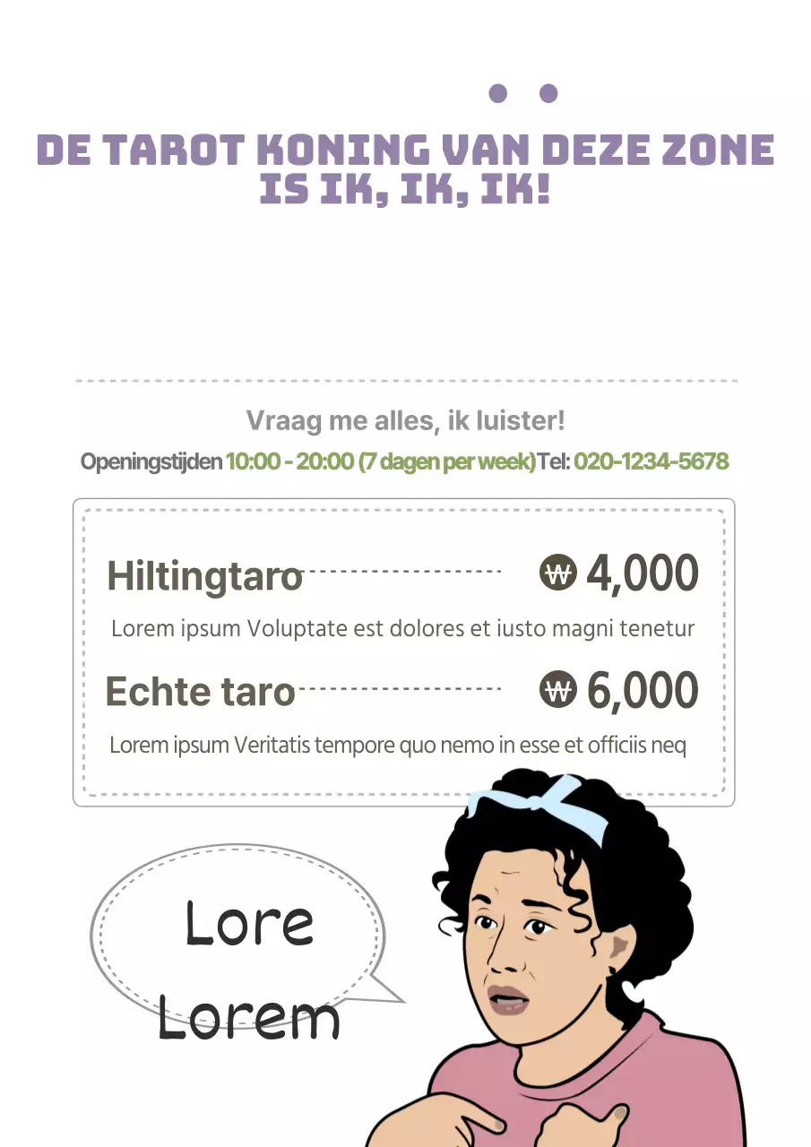 Eenvoudige tarotkaart restaurant menu flyer