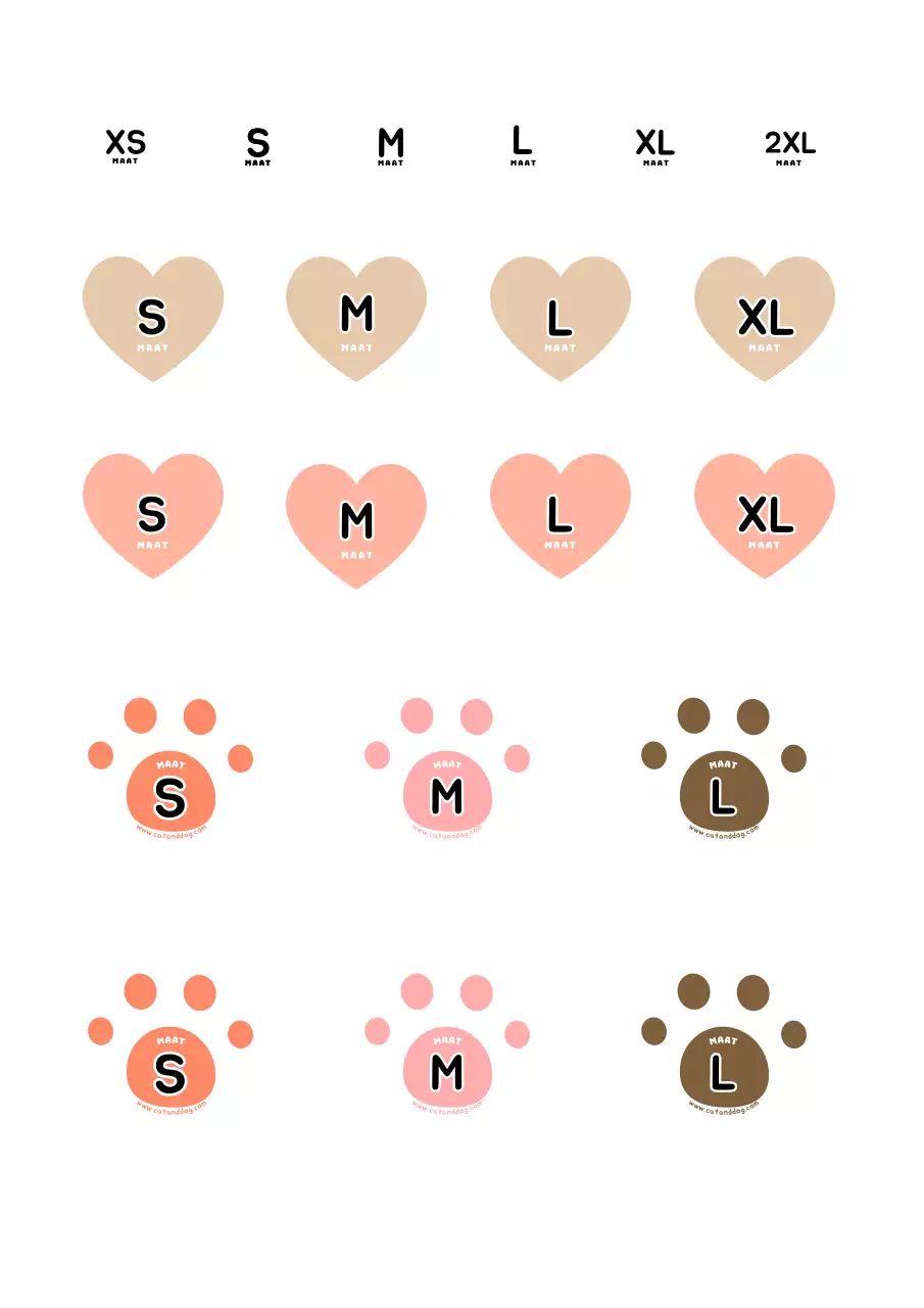 Freehand stickers voor huisdier schattige pootkussentjes kledingmaten