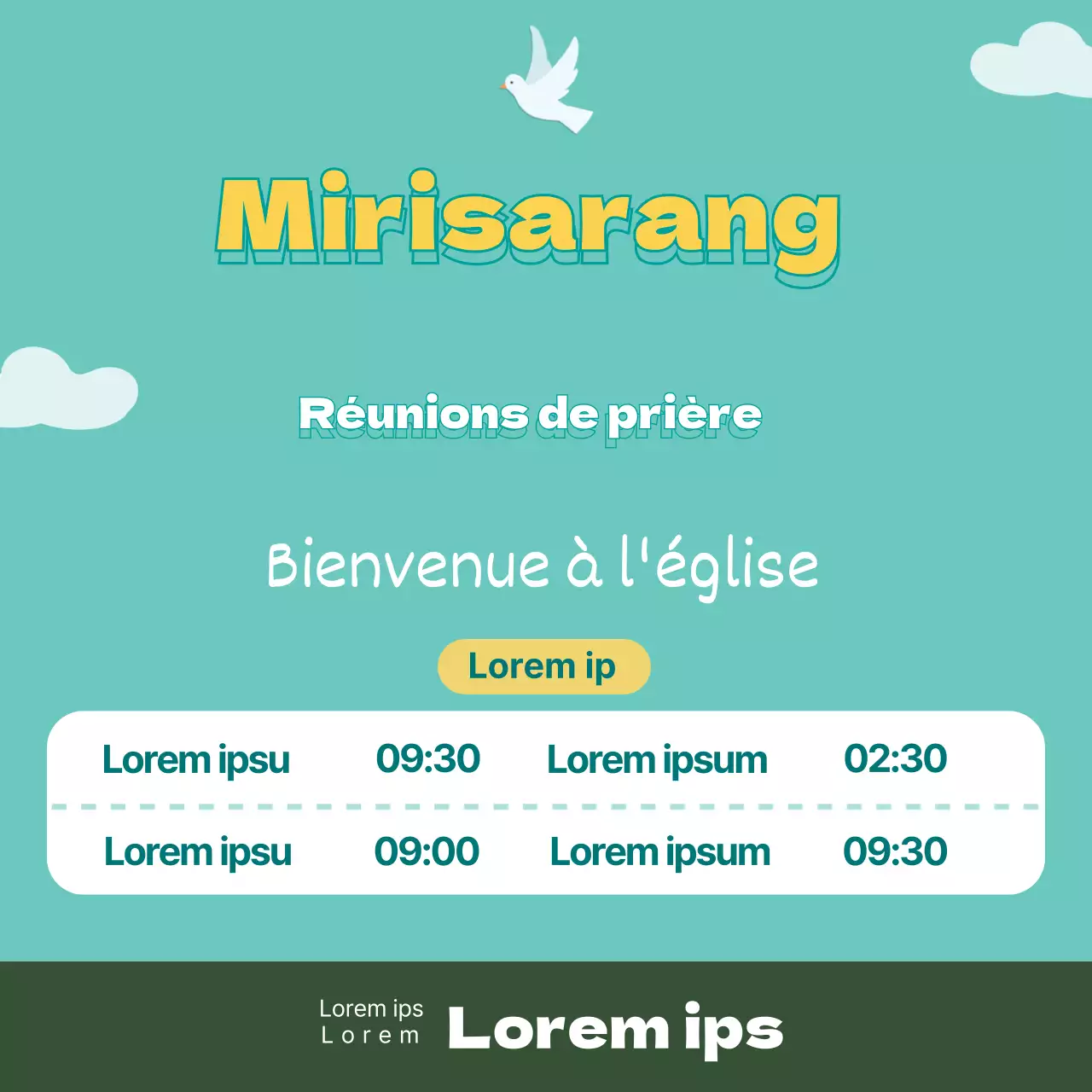 Promotion de la réunion de prière de l'église avec une illustration bleue